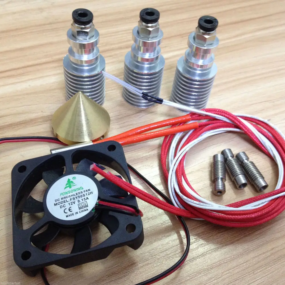 

Funssor Prusa i3 Diamond Hotend kit Multi-Color Hot End 3 IN 1 OUT 0.4/1.75mm diamond nozzle kit NO Printed Parts