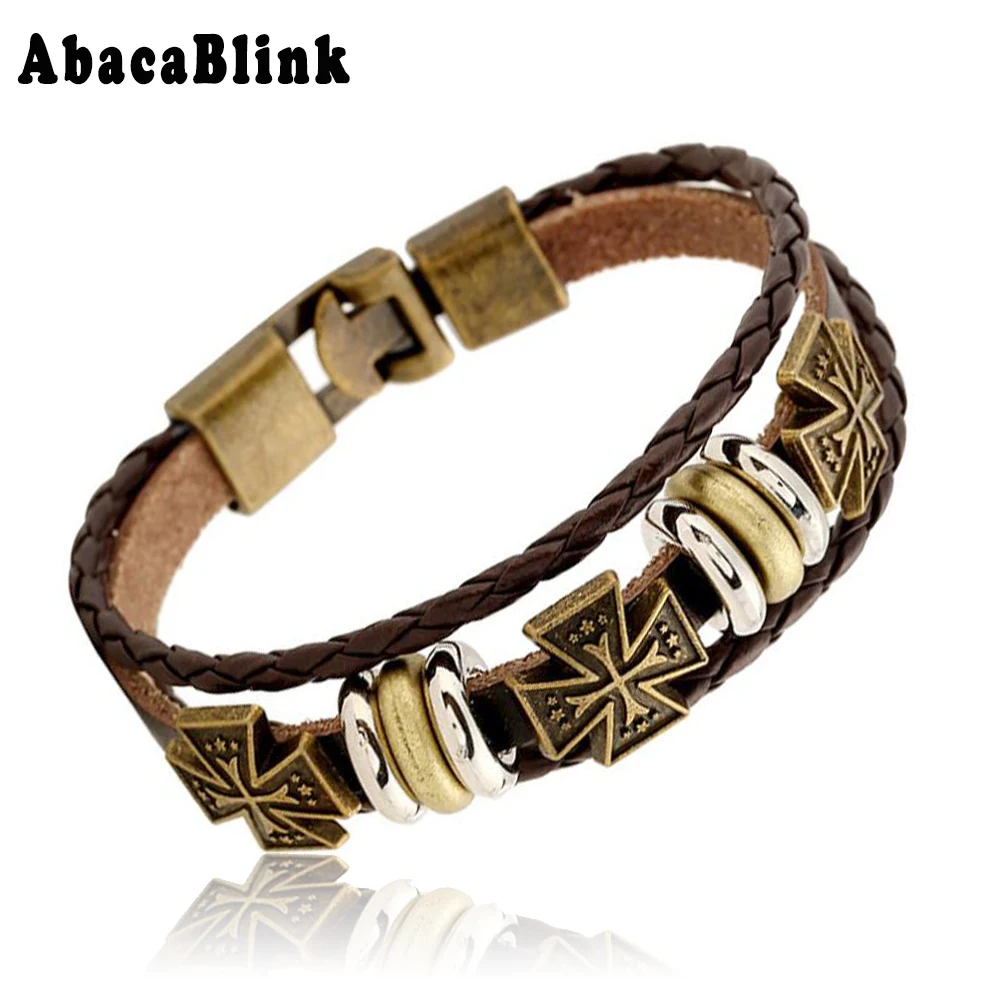 Cool Unisex Bracelets For Womens Mens Bronze Rivet Stud Cross Bracelet