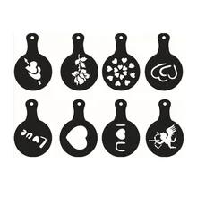 Новое поступление 8 шт./компл. Кофе Молоко торт кекс трафарет пластик шаблон бариста Необычные капучино латте спрей украшения инструмент BS