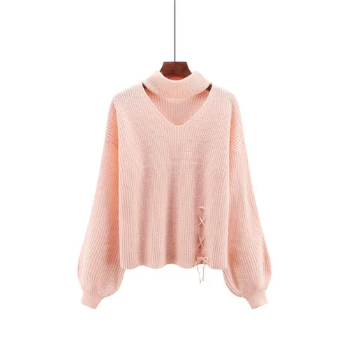 Весенние женские винтажные свитера, мода, стиль, длинный рукав, осенние свитера для женщин - Цвет: Розовый