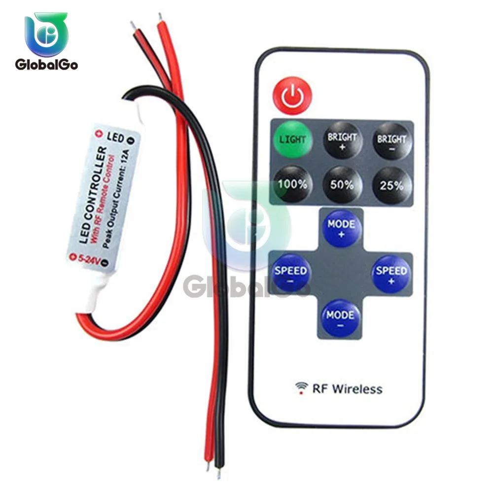 

8 Modes 12V LED RF Wireless Remote Control Switch Light Modulator Mini Remote Dimmer Controller Led Strip LED Controller Tool