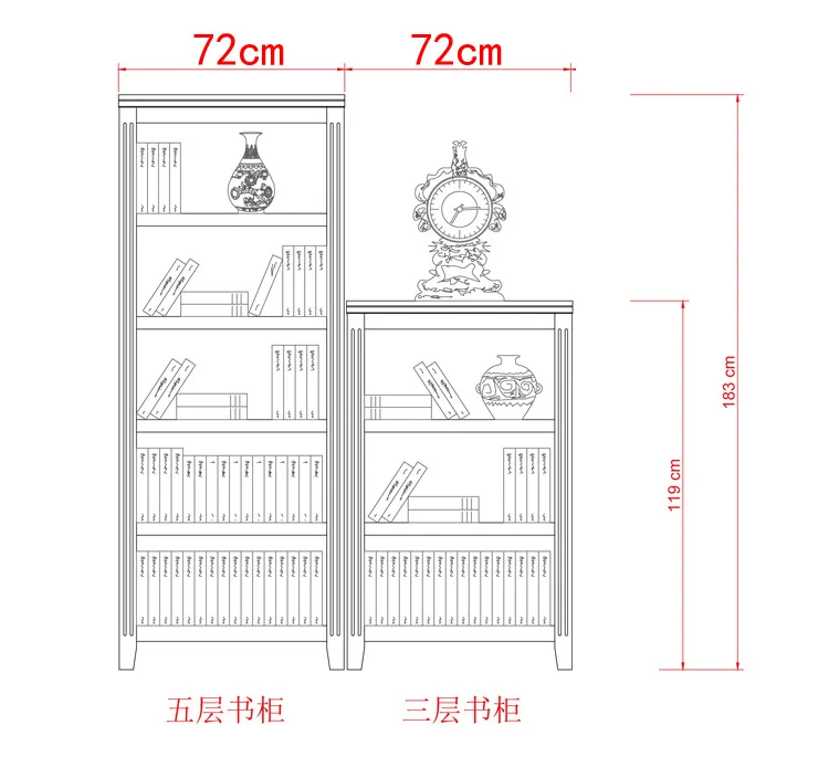 Американский простой пятислойный трехслойный книжный шкаф для получения ковчега Континентальный полка шкафчики книжный шкаф раскрывает ковчег настоящая деревянная планка