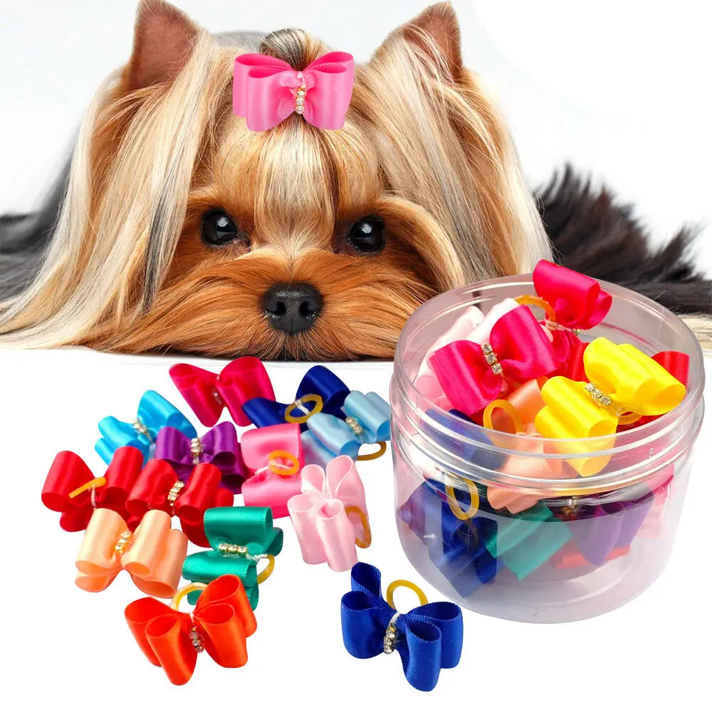 

Cute Dog Hair Bows Handmade Pet Puppy Grooming Accessories Bowknot Rubber Bands For Small Dogs Yorkshire Petshop Pet Products