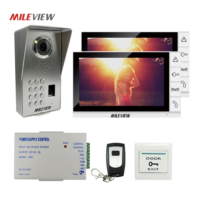 

FREE SHIPPING NEW 9" LCD Video Door Phone Doorbell Intercom Kit 2 Monitor Waterproof Fingerprint Code Keypad Unlock Door Camera