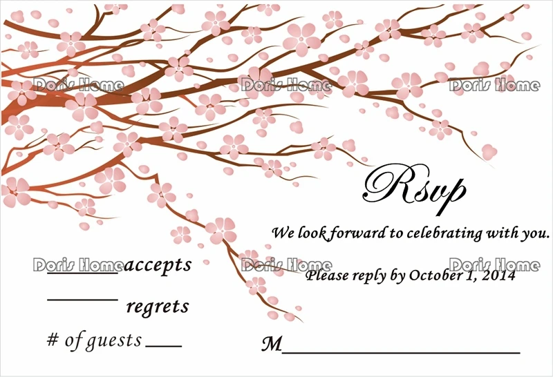 

Free Shipping Personalized RSVP Card with Free Envelope for Wedding / Party,50 pcs/lot,R2