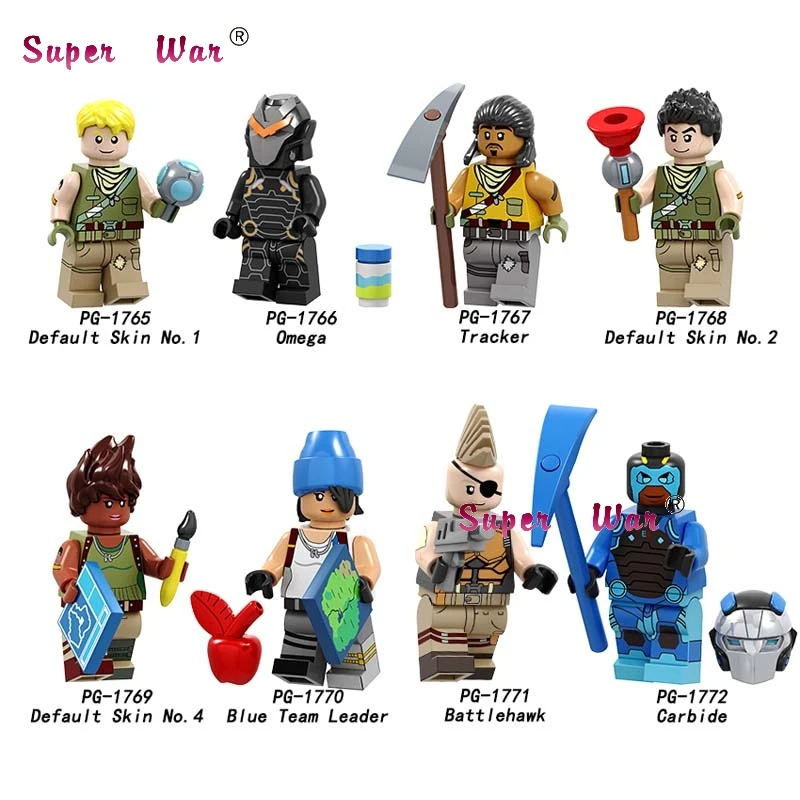 

50pcs Building Blocks Fortnight Default Skin Omega Tracker Blue Team Leader Battlehawk Figures Bumout Scorpion Archetype toys