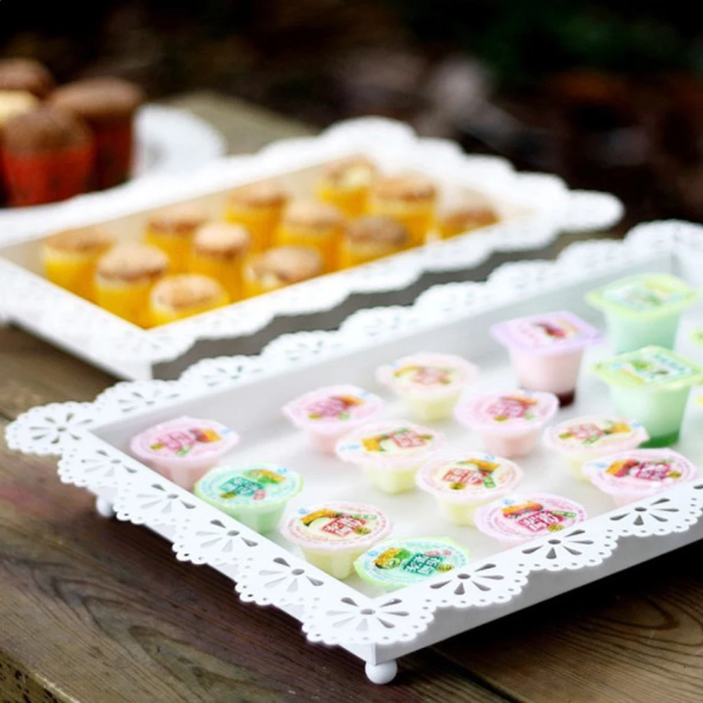 

Elegant Hollow Lace White Fruit Cake Plate Food Serving Tray Wedding Decor
