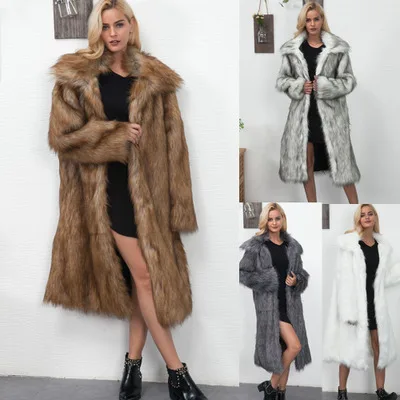 

Women Autumn and Winter New Fashion Long Faux Fur Coat MT0832