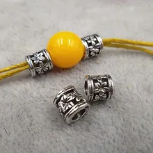 50 шт./лот, Модные металлические бусины в виде цветов, 6x6 мм, тибетские серебряные бусины с большим отверстием для ожерелья, браслетов, ювелирных изделий