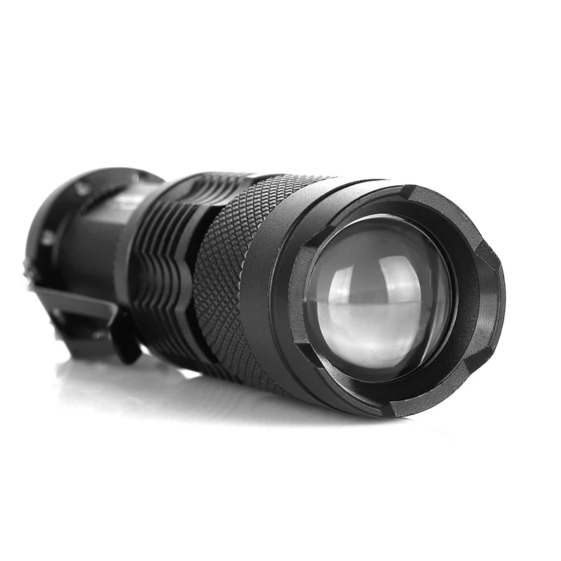 New Arrival  CREE  Q5 LED Mini Flashlight Portable Zoomable CREE Q5 Led Torch Flashlight Lamp Lighting For AA or 14500 Battery SK68 (2)