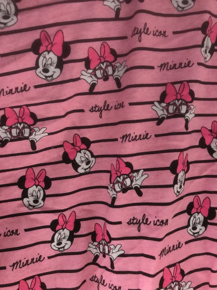 

50*170cm Classic cartoon Minnie Elasticity cotton fabric For Sewing Fat Patchwork baby girl shirt pajamas Cloth Kid