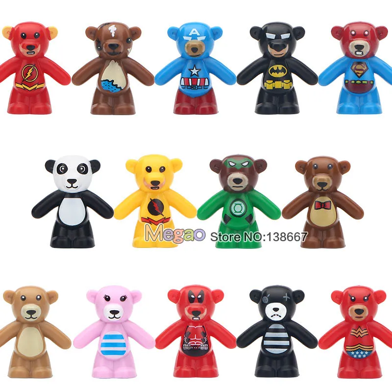

Single Sale Little Bear Dinosaurs Building Blocks Animal Series Polar Sleeve-fish Cow Action Model DIY Toys For Children