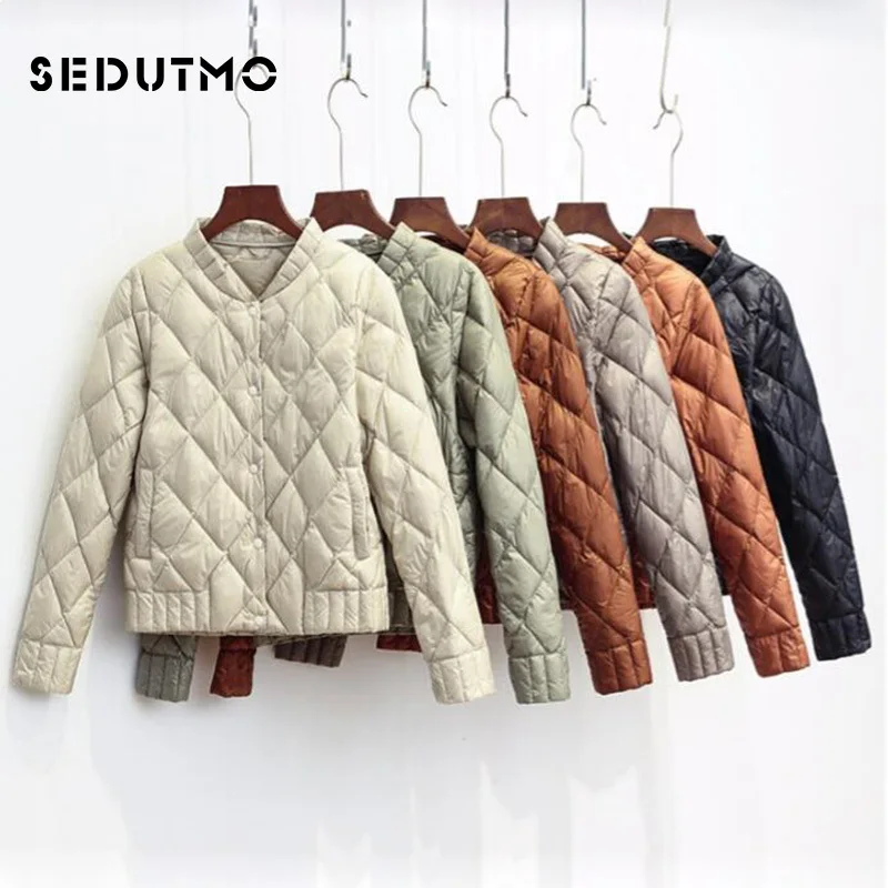 

SEDUTMO Winter Womens Down Jackets Ultra Light Duck Down Doat Plus Size 3XL Puffer Jacket Short Autumn Black Parkas ED052