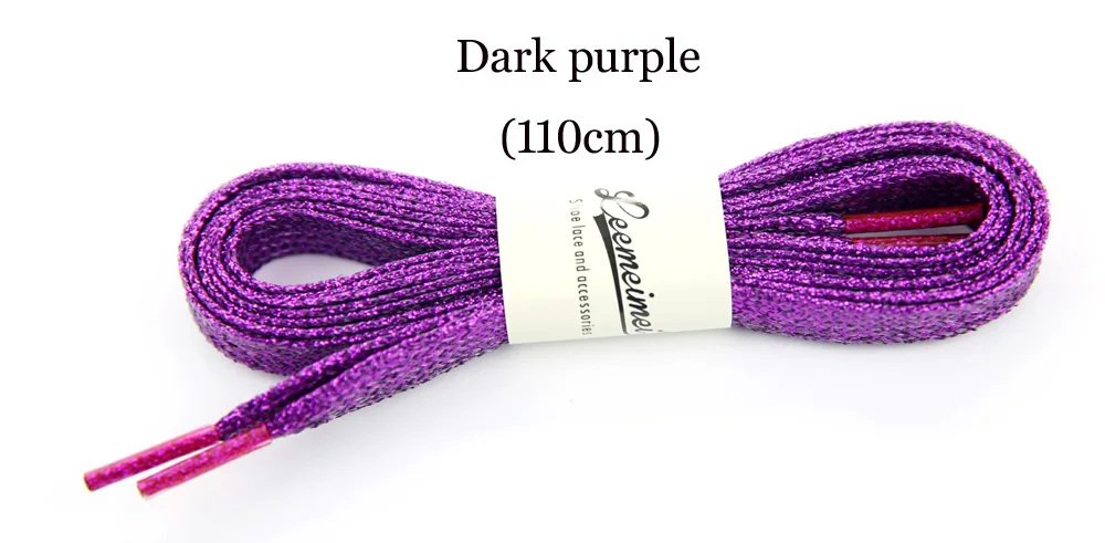 Унисекс 110 см кроссовки шнурки золотые и Серебристые плоские жемчужные кружева для женщин и мужчин обувь разноцветные шнурки - Цвет: dark purple