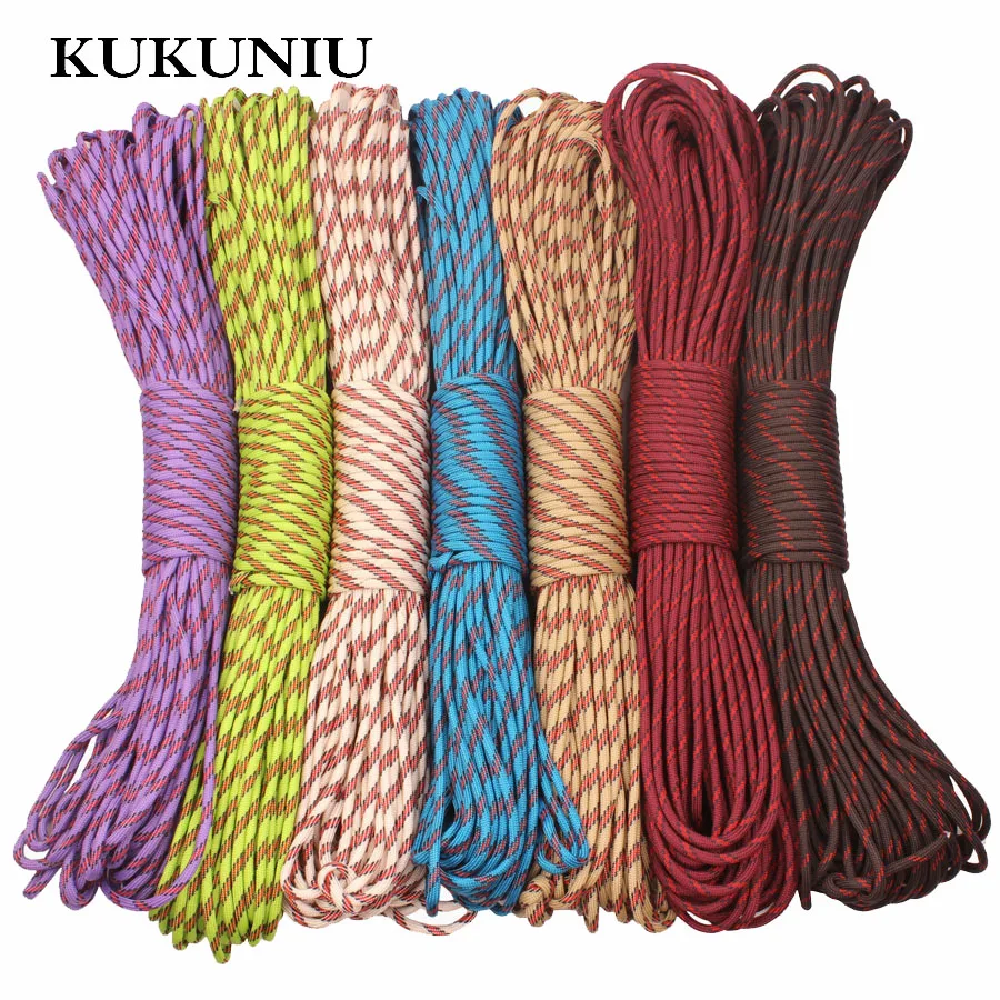 

KUKUNIU Paracord 550 4mm 100feet Paracord Parachute Cord Lanyard Rope Mil Spec Type III 7Strand 100FT Climbing Camping survival