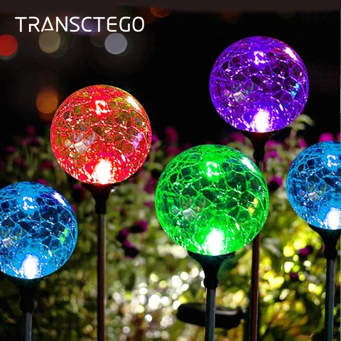 Crepitar de Vidro Solar ao ar Mudança da Cor da Decoração do Aço Luzes do Jardim Luzes Caminho Solar Globo Lâmpada Livre Inoxidável Gramado