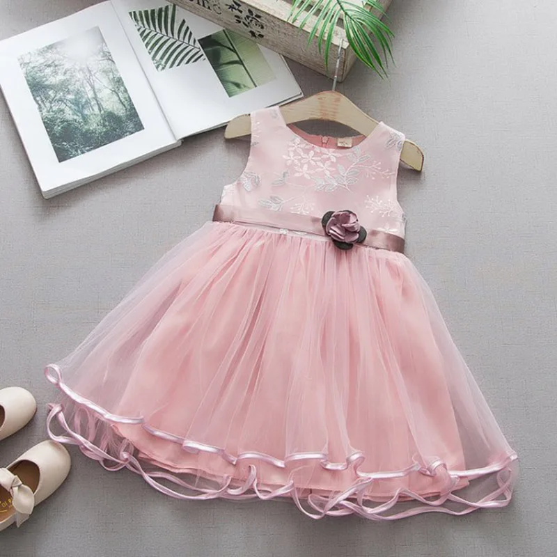 

Girls summer dress children fashion embroidery sleeveless lace mesh dress for kids prom clothing girls princess dressses
