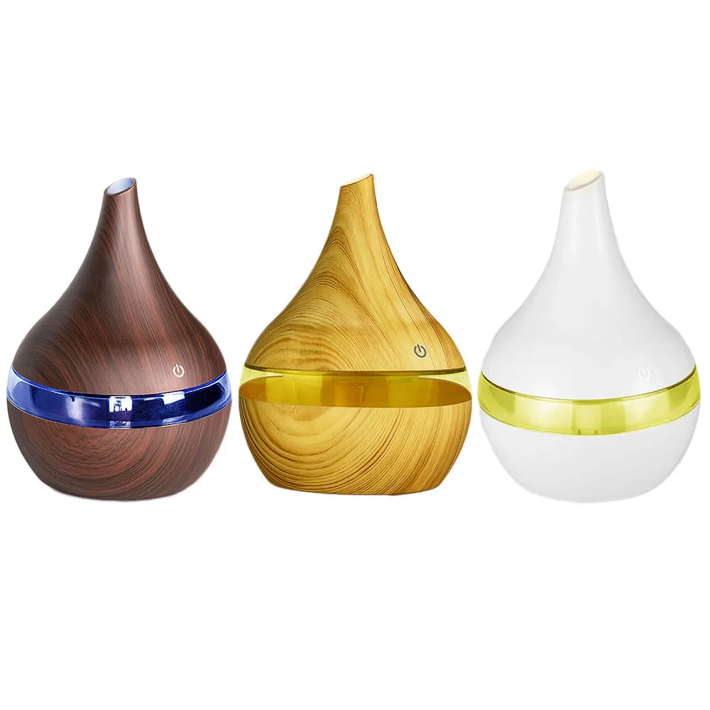 

300ml Electric Ultrasonic Air Humidifier USB Aroma Diffuser Essential Oil Wooden Cool Mist Maker LED Light for Home