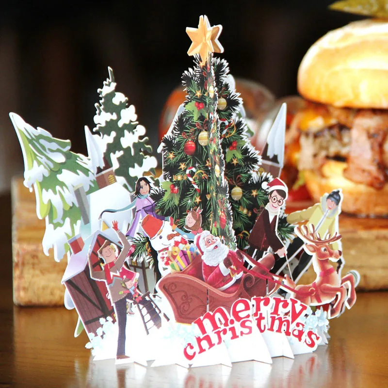  3D Laser Cut Handmade New Year Gift Color Printing Christmas Bash Party Paper Invitation Greeting C - 32827281097