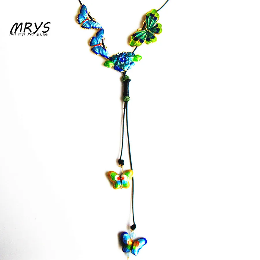 Blue Green Butterfly Butterflies Party Ethnic Cloisonne Enamel Fashion