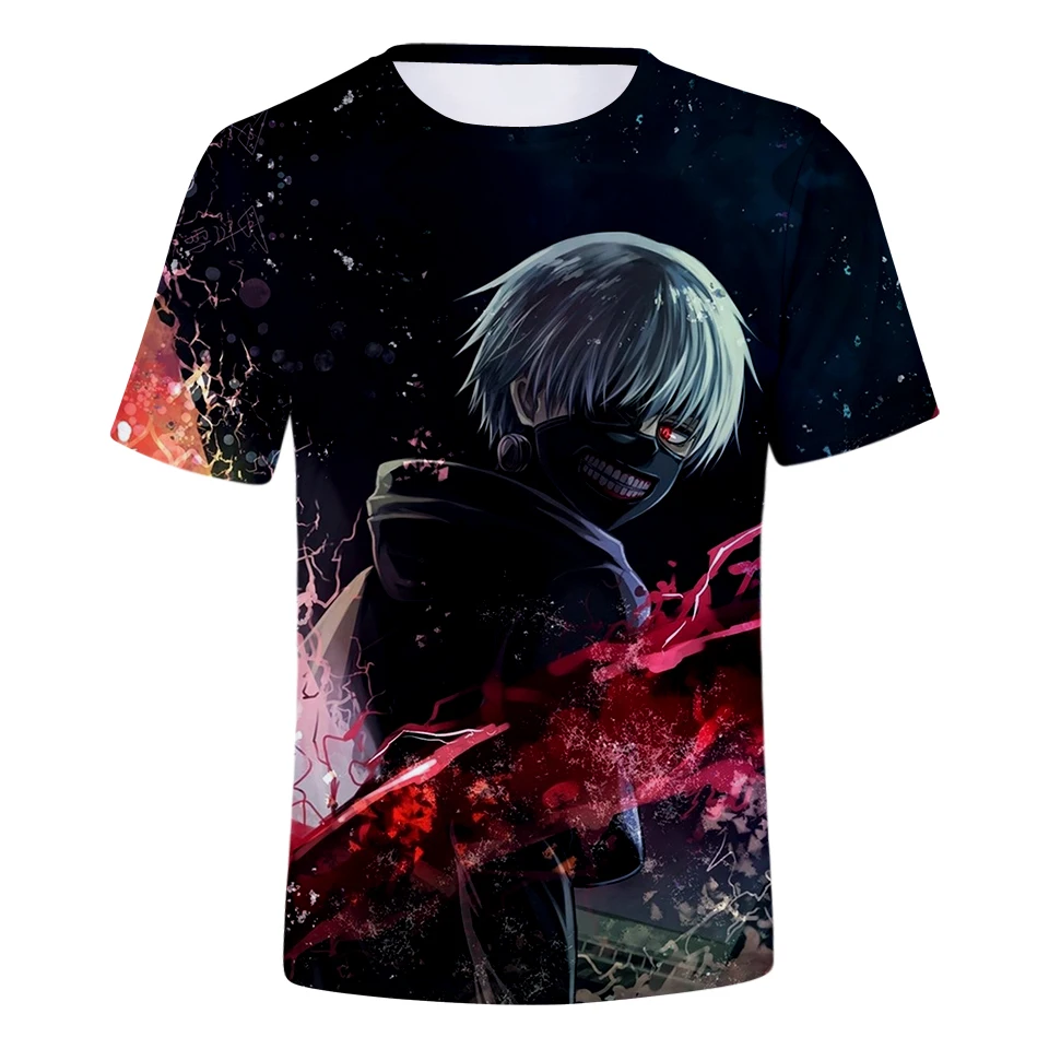 

2018 New Harajuku Short sleeve Anime Tokyo Ghoul Men And Women t shirt At Kaneki Print 3D casual t shirt Hipster Hip Hop Tops