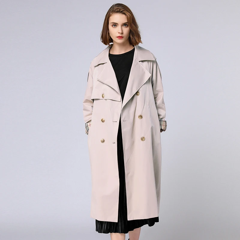 4XLWomen Trench Coat Plus Size Autumn Winter 2018 Lady Double Breasted