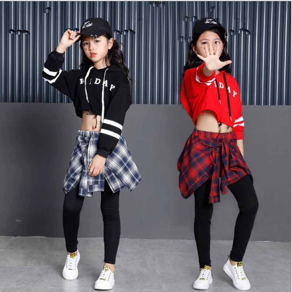 Girls Red Ballroom Jazz Hip Hop Dancing Costumes Kid Adult Modern