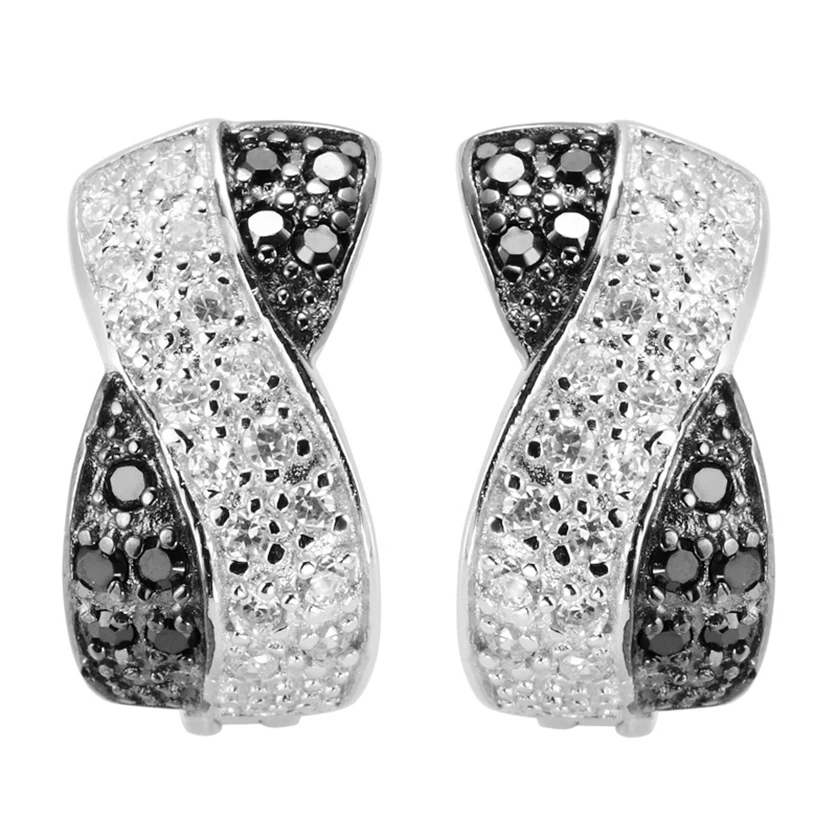 Eulonvan, серебро 925 пробы, свадебные украшения, рождественские серьги для благородных женщин, подарки, дорогие, белые, черные, кубический цирконий, S-2157