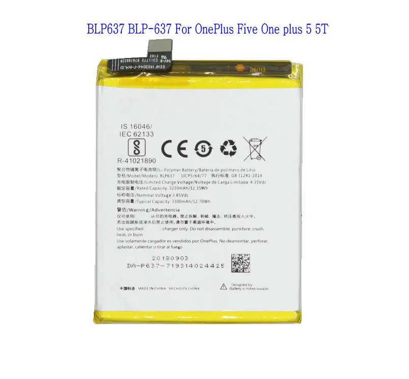 

Ciszean 1x 3300mAh / 12.7Wh BLP637 BLP-637 BLP 637 For OnePlus Five One plus 5 5T Batterie Bateria Batterij