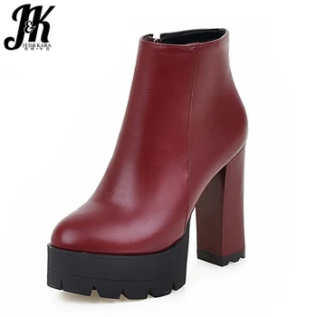 

Large Size 34-43 Thick Platform High Heels Ankle Boots Women 2018 Hot Sale Shoes Woman All Match Solid Female Fall Winter Boots