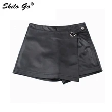 Кожаная юбка Женская Осенняя мода овчина юбка из натуральной кожи металлическая кнопка Регулируемая талия Асимметричная юбка