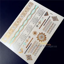 New gold silver metallic temporary tattoo stickers HYS-82 indian sun flower cute little pattern lace thin bracelets flash tattoo