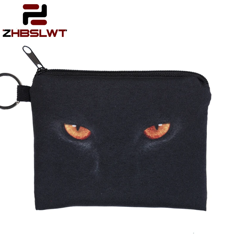 

ZHBSLWT 1PCS 3D Print Coin Purse New Evil Eyes Cat Zipper Case Female Makeup Buggy Bag Wallet/Child Purse Pouch Drop Shipping-
