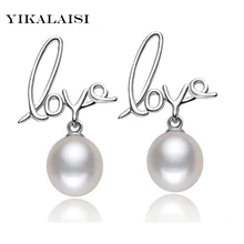 YIKALAISI 925 ювелирные изделия из стерлингового серебра натуральный жемчуг ювелирные серьги для Женский Капля воды жемчуг 8-9 мм серьги свадебный подарок