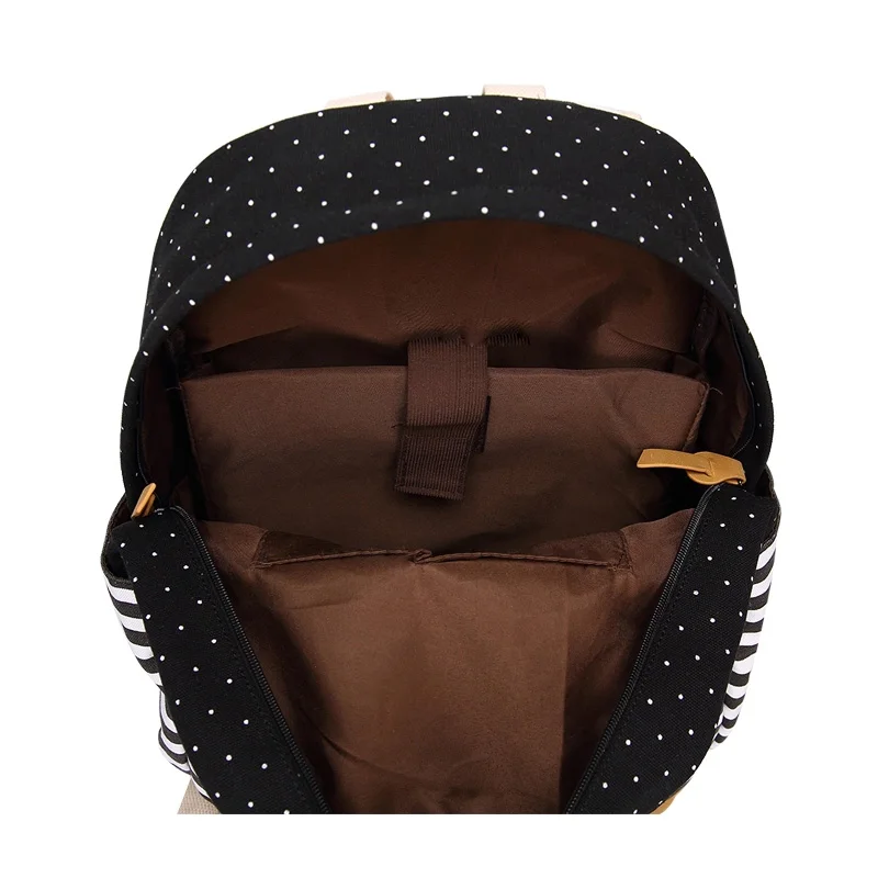 Полосатый Печать на холсте рюкзак для Wemen большой Bookbags девочек подростков 15 6