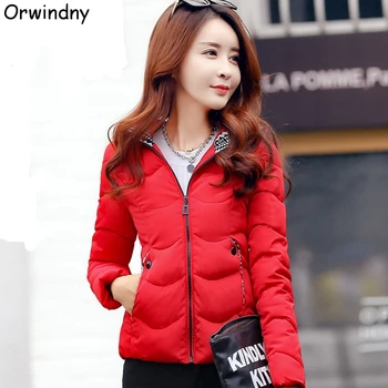 

Orwindny Women Short Parkas Autumn And Winter Hooded Jacket Coat For Girls Sweet Solid Wadded Jacket Plus Size S-3XL Outwear Top