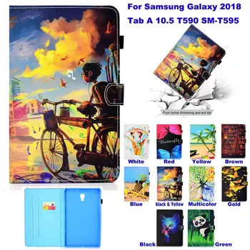 

Fashion Pattern Tablet PC Wallet Card Slot Case for Samsung Galaxy Tab A 10.5 2018 SM-T595 Case Stand Flip Cover coque para capa