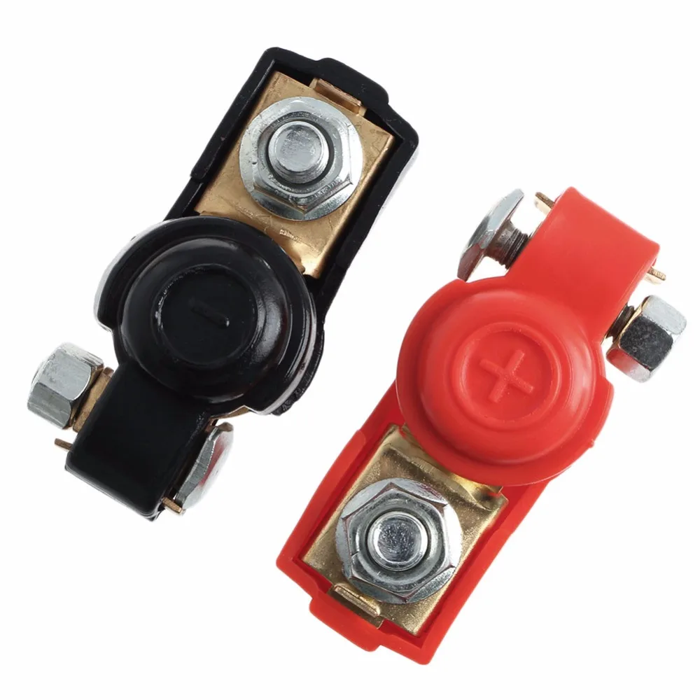 

1Pair Alloy Positive Negative Car Battery Terminal Clamp Clips Connector Lead-free size Adjustable Lift up protection covers