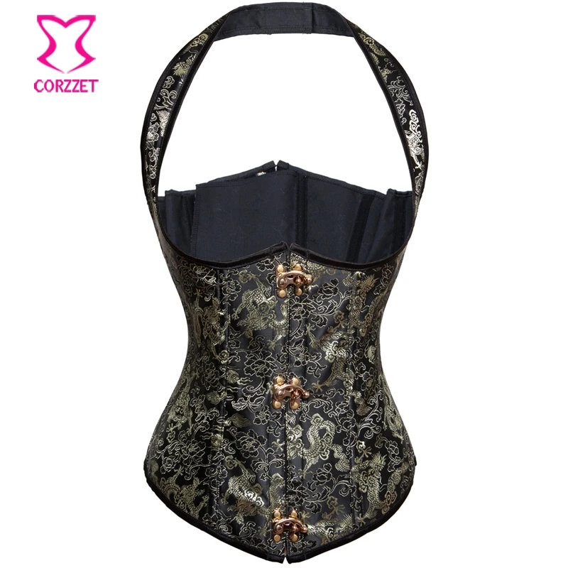 Gothic Halter Corset Bustier Tops Corpetes E Espartilhos Sexy