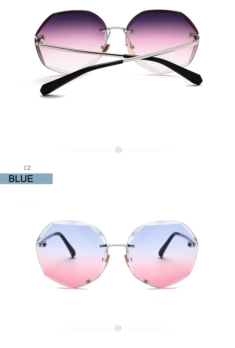 MIZHO новые роскошные брендовые дизайнерские женские круглые солнцезащитные очки без оправы, Женские винтажные солнцезащитные очки с режущими линзами