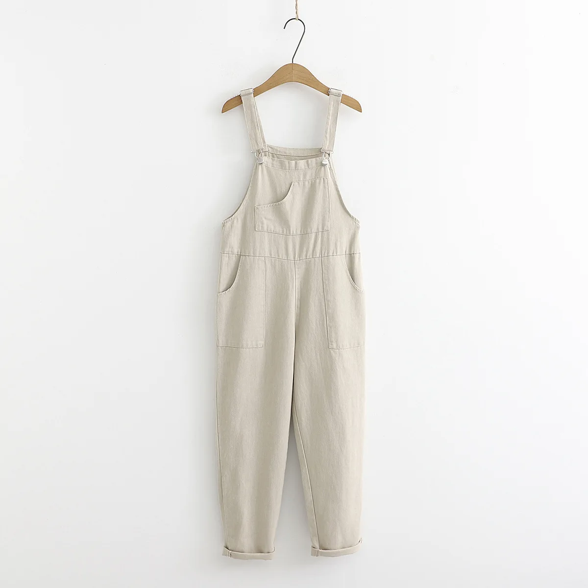 

2019 New Korean Style Large Pocket Loose Overalls Streetwear Ladies Salopette Overalls Ladies Strap Beige Black Dress