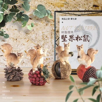 

set Living room TV cabinet decoration creative squirrel simulation animal home statues sculpture Home wedding decoration dies