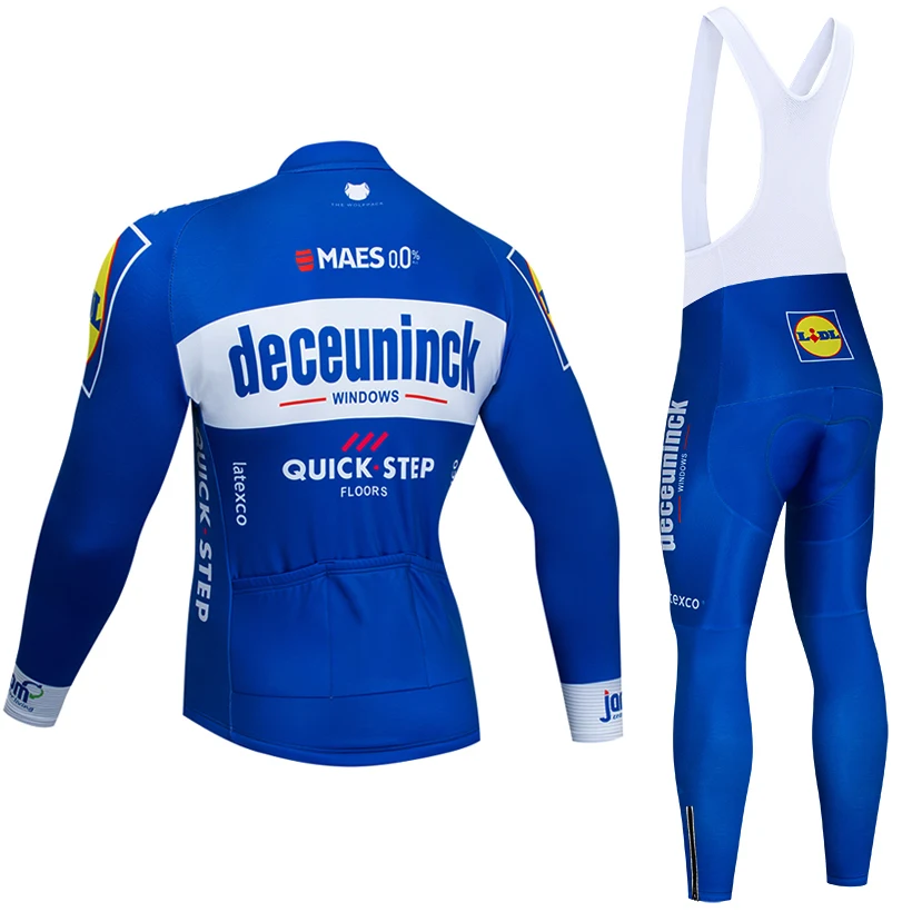 Зимняя команда 2019 QUICKSTEP термальный флисовый комплект из джерси и велосипедных