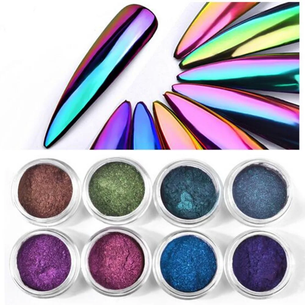 

0.2g/Box Chameleon Nail Dust Neon Mirror Glitter Powder Unicorn Aurora Laser Nail Chrome Pigment Dust Glitters