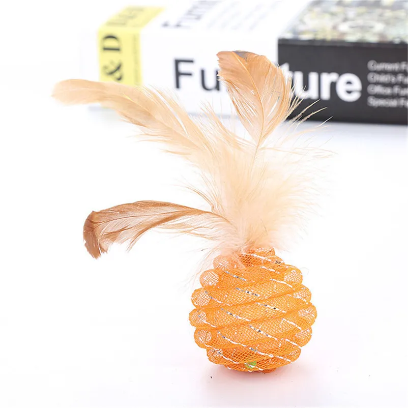 High Quality Pet Cat Toy Newly Design Pet Cat Toy Line Tube Ball With Feather Pet Interactive Toy Fun Pet supplies A28 (1)