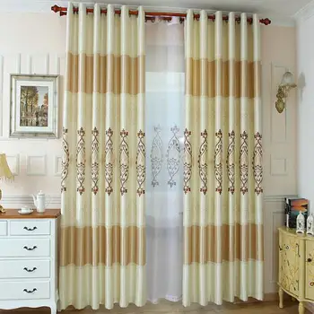 

European And America Style Luxury Blackout Curtain for Living Room Printed Pattern Tulle Window Curtain Decoration for Bedroom