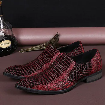 

Plus Size Luxury Pointed Toe Slip on Man Alligator Wedding Party Loafers Genuine Leather Men's Handmade Shoes For Male SL341