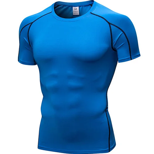 Рашгард мужской футболка майки майка для фитнеса футболки мужские спортивная компрессионная колготки bodybuilding clothes компрессионная майкаспортивная одежда баскетбол спортивные футболки для мужчин для фитнеса - Цвет: blue