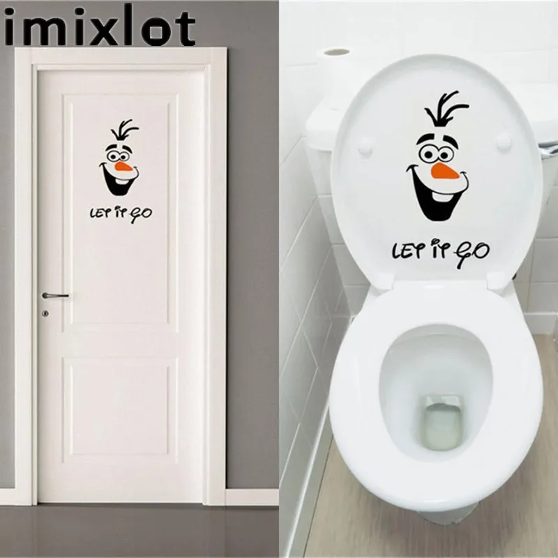 Imixlot 14X23 см ПВХ милый Олаф снеговик ванная комната туалет наклейки на стену комнаты декоративные виниловые обои для дома Переводные принадлежности