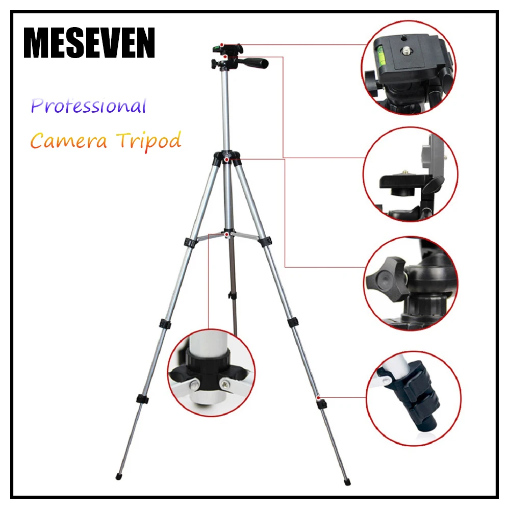 4 Sections Portable Camera Tripod Professional Photography Aluminum